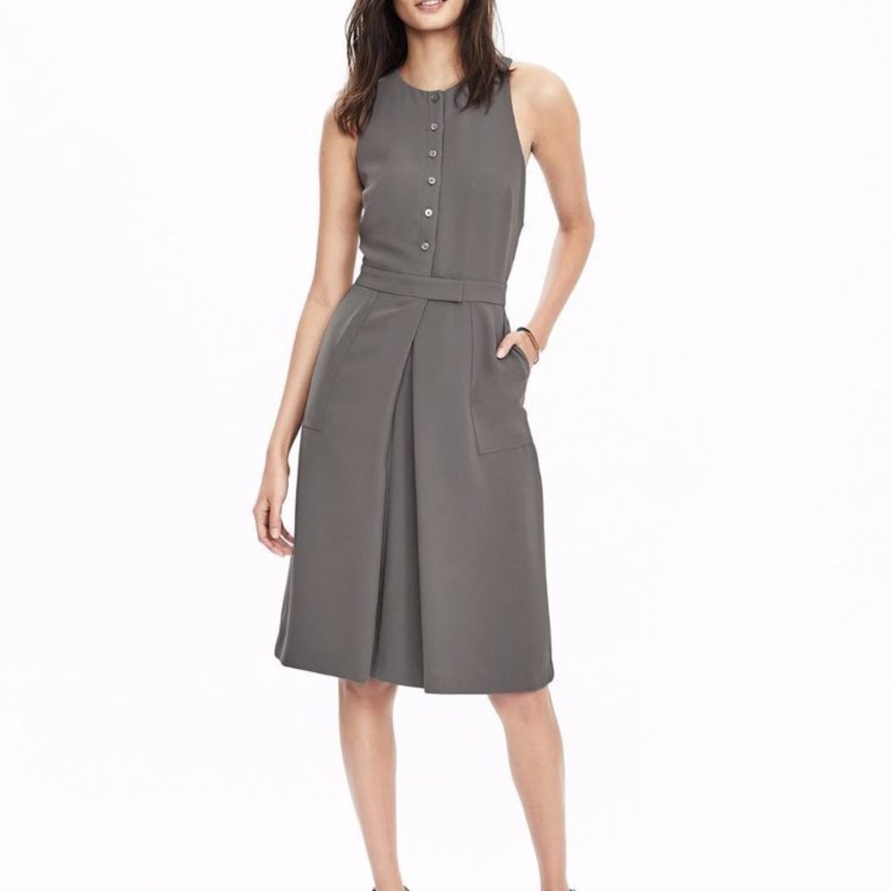 Banana Republic Button Front Crepe Pocket Dress